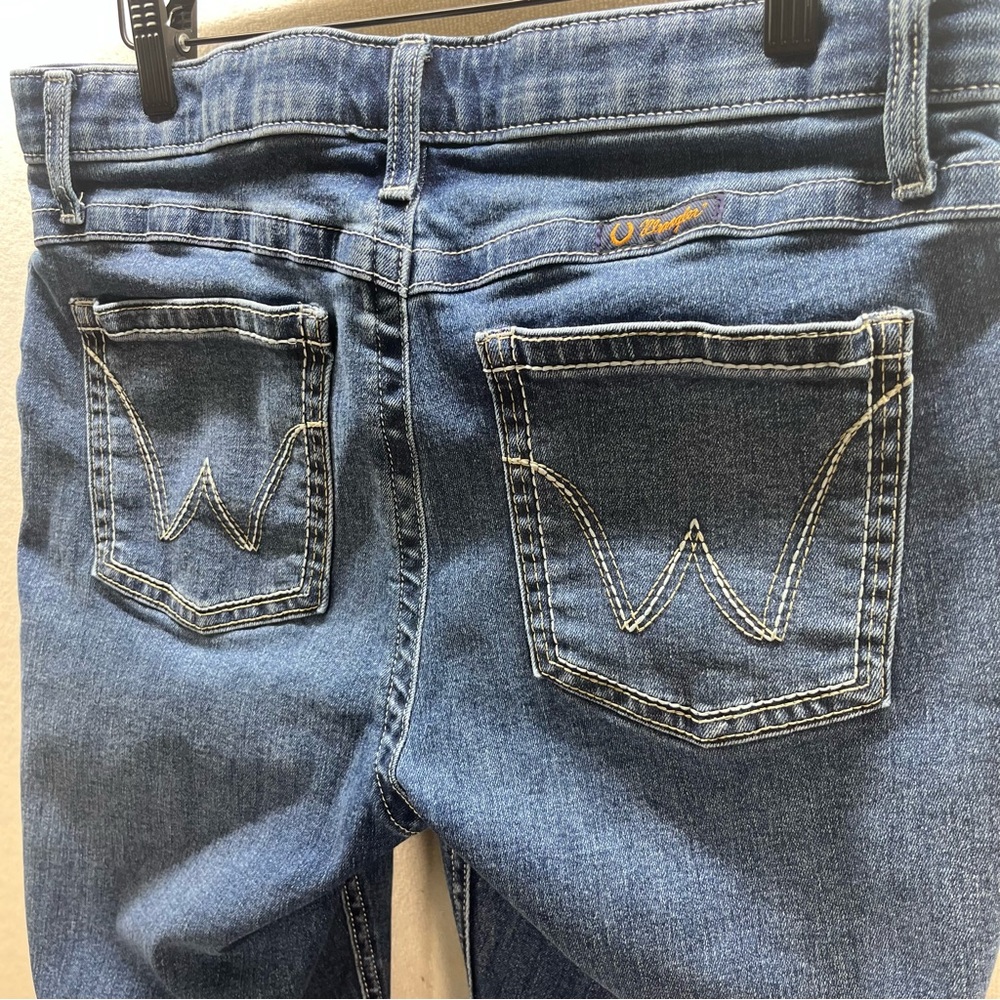 Wrangler Q Baby Riding Jeans Womens 11/34 Blue Denim Stretch Western 2918